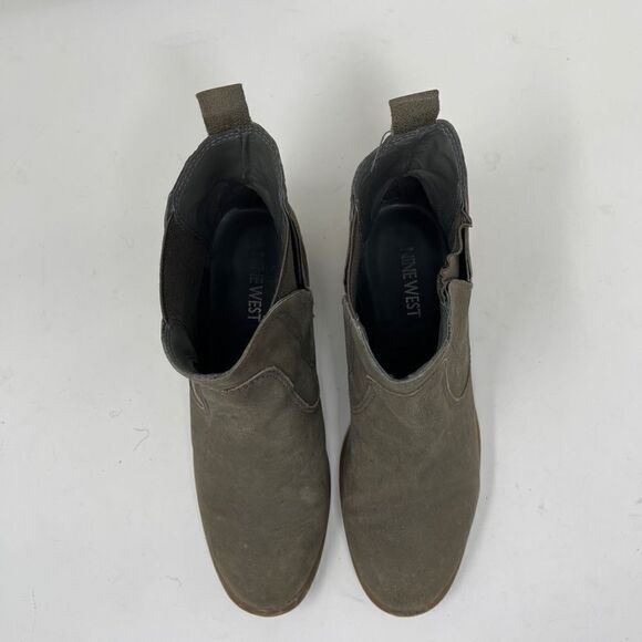 Nine West Women's Jupiter Ankle Boots Mid Heel Suede Olive Green Size 5.5M - Picture 2 of 9